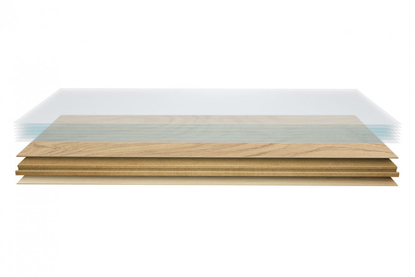 Конструкция паркетной доски AUSWOOD Oak Amalfi HB, слои и разрез (схема)