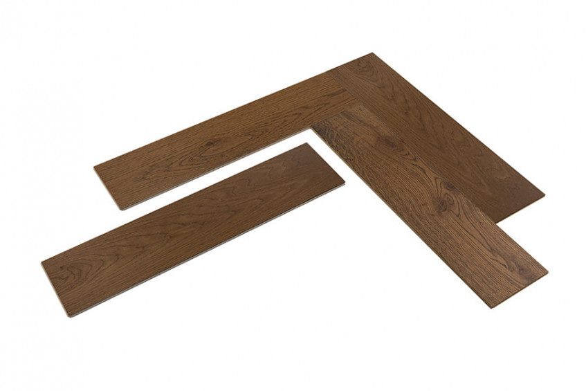 Левый и правый элементы для укладки «ёлочка» Oak Positano HB на белом фоне