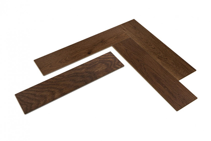 Левый и правый элементы для укладки «ёлочка» AUSWOOD Oak Rodos HB, тёмный дуб, белый фон